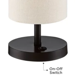360 Lighting Heyburn Modern Accent Table Lamps 20" High Set Of 2 Bronze With USB And AC Power Outlet In Base Oatmeal Cylinder Shade For Bedroom Desk -360 Lighting GUEST c6e692dd 8354 44f8 bef3 90bdf7328837