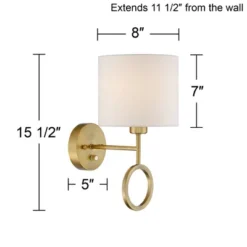360 Lighting Amidon Modern Wall Lamp Warm Brass Metal Plug-in 8" Light Fixture White Fabric Drum Shade For Bedroom Reading Living Room House Home -360 Lighting GUEST c6ed42ed 4c5d 457b 9f14 70fc9cfc3e83