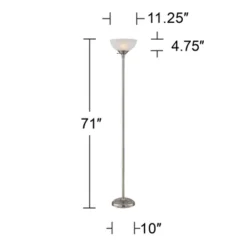360 Lighting Modern Torchiere Floor Lamp With USB Charging Port 71” Tall Satin Nickel Alabaster Glass Shade Living Room Reading -360 Lighting GUEST c79c1dfb 0345 4740 9243 3504196ce7d3