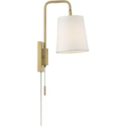 360 Lighting Luca Modern Swing Arm Wall Lamp Warm Brass Metal Plug-in Light Fixture Up Down White Fabric Shade For Bedroom Bedside Living Room Reading -360 Lighting GUEST c7b045db 66b7 4999 babc 6ec1b27674f7