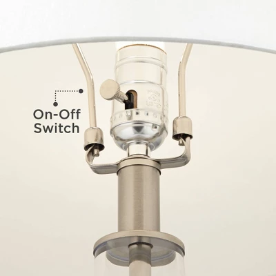 360 Lighting Marnie Modern Coastal Table Lamp 28" Tall Blue Art Glass White Fabric Drum Shade For Bedroom Living Room Bedside Nightstand Office House 6 360 Lighting Marnie Modern Coastal Table Lamp 28" Tall Blue Art Glass White Fabric Drum Shade For Bedroom Living Room Bedside Nightstand Office House - Image 4