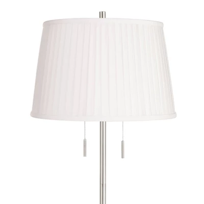 360 Lighting Abba Modern 66" Tall Standing Floor Lamp Skinny Pole Pull Chain Silver Metal Brushed Nickel Finish Bedroom Pleated Classic White Shade 3 360 Lighting Abba Modern 66" Tall Standing Floor Lamp Skinny Pole Pull Chain Silver Metal Brushed Nickel Finish Bedroom Pleated Classic White Shade