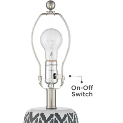 360 Lighting Modern Accent Table Lamps 23 1/2" High Set Of 2 White Gray Ceramic White Fabric Drum Shade Decor For Bedroom Living Room -360 Lighting GUEST c8a8304e c564 4d5d 8cba 09704303d4a5