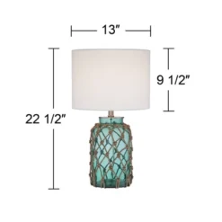 360 Lighting Crosby Coastal Accent Table Lamp 22 1/2" High Coastal Blue Green Glass Rope Off White Drum Shade For Bedroom Living Room Bedside Office -360 Lighting GUEST c8fe46d2 5df0 4373 aa17 26dea0bbd228