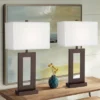 360 Lighting Marshall 30 1/4" Tall Open Window Large Modern End Table Lamps Set Of 2 Brown Bronze Finish White Shade Living Room Bedroom Bedside