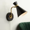 360 Lighting Venice Mid Century Modern Wall Lamp Matte Black Brass Plug-in 6 1/4" Light Fixture Adjustable Metal Cone Shade For Bedroom Living Room -360 Lighting GUEST ca9230ef 21db 4339 91c5 f47ee78199f9
