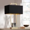 360 Lighting Carl Modern Table Lamp 24 3/4" High Gold Metal Gray Faux Marble Black Rectangular Shade For Bedroom Living Room Bedside Nightstand Office