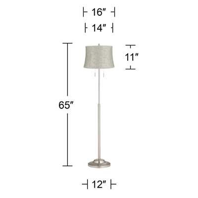 360 Lighting Abba Modern 65" Tall Standing Floor Lamp Skinny Pole Twin Pull Chain Silver Metal Brushed Steel Finish Bedroom Drum Newlin Cream Shade 5 360 Lighting Abba Modern 65" Tall Standing Floor Lamp Skinny Pole Twin Pull Chain Silver Metal Brushed Steel Finish Bedroom Drum Newlin Cream Shade - Image 3
