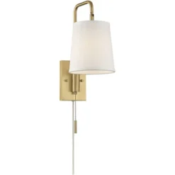360 Lighting Luca Modern Swing Arm Wall Lamp Warm Brass Metal Plug-in Light Fixture Up Down White Fabric Shade For Bedroom Bedside Living Room Reading -360 Lighting GUEST cd219f4f 50d4 4c94 80b2 fe5a81f2eb65