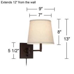 360 Lighting Lanett Modern Swing Arm Wall Lamps Set Of 2 Painted Bronze Plug-in Light Fixture Oatmeal Empire Shades For Bedroom Bedside Living Room -360 Lighting GUEST ce06ff33 f6f1 4dae a34d c1da72891dab