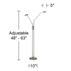 360 Lighting Casper Traditional Pharmacy Floor Lamp 63" Tall Brushed Nickel 2-Light LED Adjustable Arm Swivel Head For Living Room Bedroom -360 Lighting GUEST ce1545ec 4306 4c45 aaa3 5569fa257a42