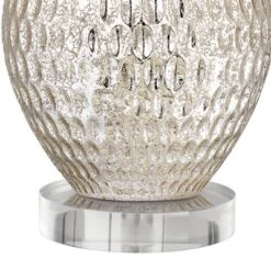 360 Lighting Waylon Modern Table Lamp With Clear Round Riser 29 1/2" Tall Mercury Glass Off White Drum Shade For Bedroom Living Room House Nightstand -360 Lighting GUEST ce7e965d 5a08 42ef afcb 7c2ff859ce9f