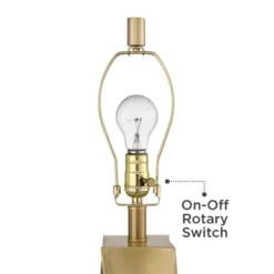 360 Lighting Arabella 25" High Geometric Modern Table Lamps Set Of 2 Gold Finish Off-White Shade Living Room Bedroom Bedside Nightstand House Office -360 Lighting GUEST ce80a44a 3df5 44d1 b0e8 612acd647d49