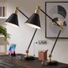 360 Lighting Wray 26 3/4" Tall Industrial Modern Desk Lamps Set Of 2 USB Port Adjustable Black Brass Finish Metal Home Office Living Room Charging -360 Lighting GUEST ceed0ddf 81dd 4439 89a7 8f0e7c79c731