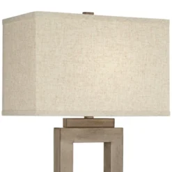 360 Lighting Rustic Farmhouse Table Lamp 30" Tall Sand Metal Open Window Oatmeal Fabric Rectangular Shade For Bedroom Living Room Bedside House Home -360 Lighting GUEST cf6b36d6 f74c 4de0 9ea7 4f961c9cba73