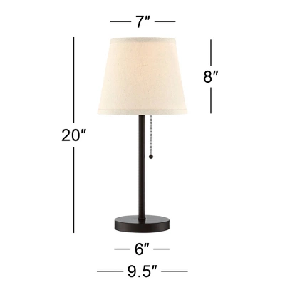 360 Lighting Modern Desk Table Lamp With Hotel Style USB And AC Power Outlet In Base 20" High Bronze Metal Oatmeal Drum Shade For Bedroom Office 5 360 Lighting Modern Desk Table Lamp With Hotel Style USB And AC Power Outlet In Base 20" High Bronze Metal Oatmeal Drum Shade For Bedroom Office - Image 3