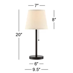 360 Lighting Flesner 20" High Skinny Small Modern Accent Table Lamps Set Of 2 USB Port AC Power Outlet Pull Chain Brown Bronze Finish Metal Charging -360 Lighting GUEST d0d312f1 d4ed 4d3d a4ce 4562c0a73986