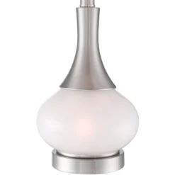 360 Lighting Serrena Modern Accent Table Lamp 23" High White Glass Brushed Nickel Metal With Nightlight Drum Shade For Bedroom Living Room House Home -360 Lighting GUEST d2bcbf7e fc9c 4565 b112 6bfdfe104829