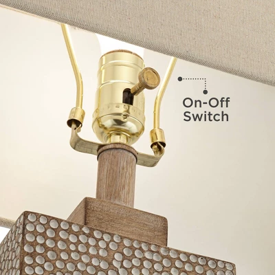 360 Lighting Caldwell Rustic Farmhouse Table Lamps 26 3/4" High Set Of 2 Earth Tone Hammered Oatmeal Fabric Rectangular Shade For Bedroom Living Room 6 360 Lighting Caldwell Rustic Farmhouse Table Lamps 26 3/4" High Set Of 2 Earth Tone Hammered Oatmeal Fabric Rectangular Shade For Bedroom Living Room - Image 4