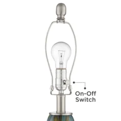 360 Lighting Azure Modern Table Lamps 29 1/2" Tall Set Of 2 Blue Brown Art Glass White Fabric Drum Shade For Bedroom Living Room Bedside Nightstand -360 Lighting GUEST d369f549 b0b0 48f4 b354 b64b111347e2