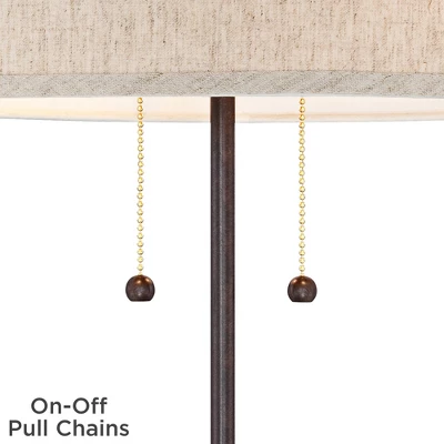 360 Lighting Modern Accent Table Lamp With USB And AC Power Outlet 23 1/2" High Bronze Fabric Drum Shade For Bedroom Living Room House Desk Bedside 7 360 Lighting Modern Accent Table Lamp With USB And AC Power Outlet 23 1/2" High Bronze Fabric Drum Shade For Bedroom Living Room House Desk Bedside - Image 5