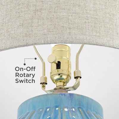 360 Lighting Selena Modern Table Lamp 28 1/2" Tall Green Blue Glaze Ceramic Oatmeal Fabric Drum Shade For Bedroom Living Room Bedside Nightstand Kids 6 360 Lighting Selena Modern Table Lamp 28 1/2" Tall Green Blue Glaze Ceramic Oatmeal Fabric Drum Shade For Bedroom Living Room Bedside Nightstand Kids - Image 4