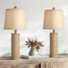 360 Lighting Gisele Cottage Table Lamps 24" High Set Of 2 Gold Wash Lattice Column Tapered Drum Shade For Bedroom Living Room Bedside Nightstand Home -360 Lighting GUEST d7338368 cce9 4e10 b13b 2b1ddb1969dc