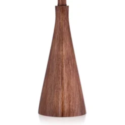 360 Lighting Fraiser Modern Accent Table Lamp 23 1/2" High Brown Faux Wood Oatmeal Drum Shade For Bedroom Living Room Bedside Nightstand Office Kids -360 Lighting GUEST d7955a85 9073 4321 83f3 5a3ec7658f7e