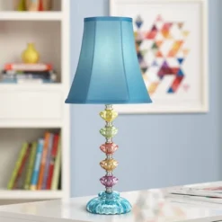 360 Lighting Bohemian 21" High Small Modern Accent Table Lamps Set Of 2 Multi-Color Stacked Glass Blue Shade Living Room Bedroom Bedside Nightstand -360 Lighting GUEST d7e894de af76 4873 a937 ecf30b3b4a57