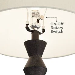 360 Lighting Timberline 32" Tall Faceted Base Large Modern End Table Lamp Black Finish Single White Shade Living Room Bedroom Bedside Nightstand House -360 Lighting GUEST d8b3f486 13ec 4b53 a175 0f6638111bfb