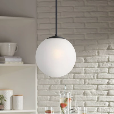 360 Lighting Ciana Black Mini Pendant 10" Wide Modern Orb Frosted Globe Glass Shade For Dining Room House Foyer Kitchen Island Entryway Bedroom Home 3 360 Lighting Ciana Black Mini Pendant 10" Wide Modern Orb Frosted Globe Glass Shade For Dining Room House Foyer Kitchen Island Entryway Bedroom Home