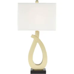 360 Lighting Simone Modern Table Lamps 28" Tall Set Of 2 Gold Metal With USB Charging Port White Rectangular Shade For Bedroom Living Room Nightstand -360 Lighting GUEST d9e50758 3f80 4939 aee8 794c5c15ad0d