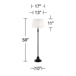 360 Lighting Spenser Traditional 58" Tall Standing Floor Lamp Skinny Pole Pull Chain Satin Black Metal Living Room Bedroom House Reading Office -360 Lighting GUEST d9f3a62c 9f89 4088 9698 47c909846ba3