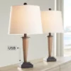 360 Lighting Fernbank 23 1/2" High Small Farmhouse Rustic Accent Table Lamps Set Of 2 USB Port Brown Bronze Finish Metal Living Room Charging -360 Lighting GUEST da7e24b3 fd76 4ebf 8de9 7833567b12b0