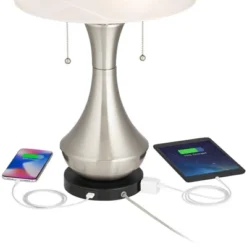 360 Lighting Simon Modern Accent Table Lamps Set Of 2 21" High Silver With USB Charging Port White Glass Dome Shade For Bedroom Living Room House Desk 11 360 Lighting Simon Modern Accent Table Lamps Set Of 2 21" High Silver With USB Charging Port White Glass Dome Shade For Bedroom Living Room House Desk -360 Lighting GUEST dac030ed f49c 42b9 88a4 85f39e4f5671