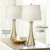 360 Lighting Karl 27 1/2" Tall Modern Table Lamps Set Of 2 Full Range Dimmer USB Port Gold Metal Living Room Charging Bedroom Bedside White Shade