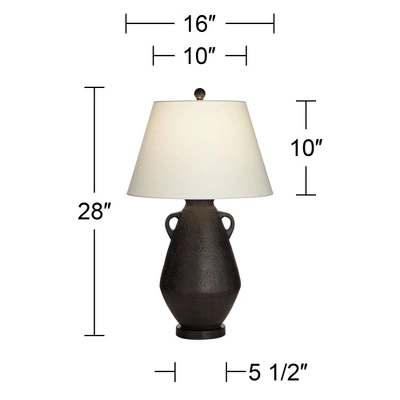 360 Lighting Las Cruces 28" Tall Jar With Handles Farmhouse Rustic Country Cottage Table Lamp Black Single White Shade Living Room Bedroom Bedside 5 360 Lighting Las Cruces 28" Tall Jar With Handles Farmhouse Rustic Country Cottage Table Lamp Black Single White Shade Living Room Bedroom Bedside - Image 3