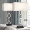360 Lighting Evan Modern Table Lamps 28 1/2" Tall Set Of 2 Brushed Nickel With USB Charging Port White Rectangular Shade For Bedroom Living Room House -360 Lighting GUEST db5f6ca7 e4c1 492f ba1d 308dcb61c0b0