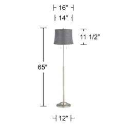 360 Lighting Abba Modern 65" Tall Standing Floor Lamp Skinny Pole Twin Pull Chain Silver Metal Brushed Steel Finish Bedroom Drum Tieling Gray Shade 8 360 Lighting Abba Modern 65" Tall Standing Floor Lamp Skinny Pole Twin Pull Chain Silver Metal Brushed Steel Finish Bedroom Drum Tieling Gray Shade -360 Lighting GUEST dbdb4079 a4c8 4928 8c32 4f585981dbea