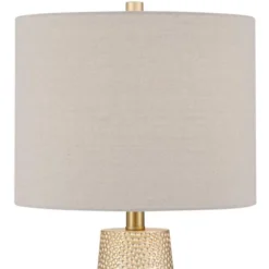 360 Lighting Mira 25 1/4" High Modern Table Lamps Set Of 2 Textured Gold Finish Oatmeal Shade Living Room Bedroom Bedside Nightstand House Office -360 Lighting GUEST dbf403e3 9610 4d8f af91 bc2b25f4ec8d