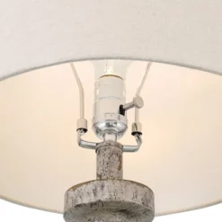 360 Lighting Jordanna 26" High Candlestick Farmhouse Rustic Country Cottage Table Lamps Set Of 2 USB Port White Distressed Finish Living Room Charging -360 Lighting GUEST dccdea0f c5ae 490e bf92 13ccf9e8bc5d