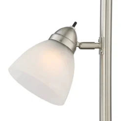 360 Lighting Ellery Modern Torchiere Floor Lamp With Side Lights 72" Tall Brushed Nickel Frosted White Glass Shade For Living Room Reading Bedroom -360 Lighting GUEST dd01a230 bd3a 48fd b37b d0b5058978bb