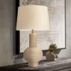 360 Lighting Sandstone Gourd 27" Tall Farmhouse Rustic Modern Coastal Table Lamp Brown Single Beige Shade Living Room Bedroom Bedside Nightstand House -360 Lighting GUEST dd238ee0 1741 402e 8b18 198a86507c90
