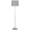 360 Lighting Abba Modern Floor Lamp 66" Tall Brushed Nickel Platinum Gray Dupioni Silk Drum Shade For Living Family Room Bedroom Office House Home -360 Lighting GUEST de77547f f5b8 4c02 90d5 89acdd146a6e
