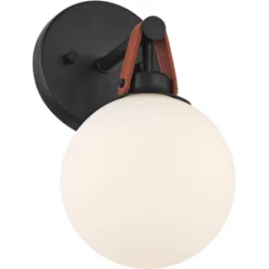360 Lighting Nubuck 10 1/2" High Black And Brown Leather Wall Sconce -360 Lighting GUEST de8b663e 7a04 434a bb2c 38f24f47b4f8