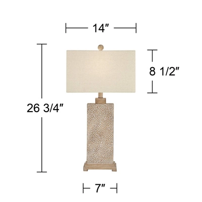 360 Lighting Caldwell Rustic Farmhouse Table Lamps 26 3/4" High Set Of 2 Earth Tone Hammered Oatmeal Fabric Rectangular Shade For Bedroom Living Room 7 360 Lighting Caldwell Rustic Farmhouse Table Lamps 26 3/4" High Set Of 2 Earth Tone Hammered Oatmeal Fabric Rectangular Shade For Bedroom Living Room - Image 5
