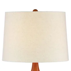 360 Lighting Brice 23" High Small Mid Century Modern Accent Table Lamps Set Of 2 Ivory Wood Ceramic Living Room Bedroom Bedside Off-White Shade -360 Lighting GUEST dfffb6ec cc85 4032 8145 0db97beffa0c