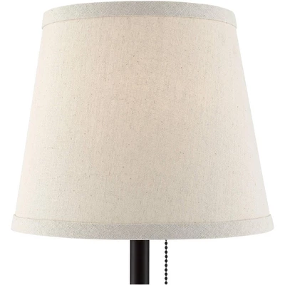 360 Lighting Modern Desk Table Lamp With Hotel Style USB And AC Power Outlet In Base 20" High Bronze Metal Oatmeal Drum Shade For Bedroom Office 4 360 Lighting Modern Desk Table Lamp With Hotel Style USB And AC Power Outlet In Base 20" High Bronze Metal Oatmeal Drum Shade For Bedroom Office - Image 2