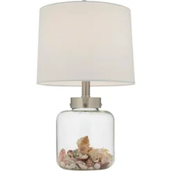 360 Lighting Coastal Accent Table Lamps 20.5" High Set Of 2 Small Clear Glass Fillable Shells White Drum Shade For Living Room Family Bedroom -360 Lighting GUEST e0a0b5d6 9a5e 4e62 8f4a 3caa5df5f12f