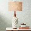 360 Lighting Rocco Modern Mid Century Table Lamp 30" Tall White Geometric Ceramic Wood Tan Fabric Drum Shade For Bedroom Living Room Bedside Office 2 360 Lighting Rocco Modern Mid Century Table Lamp 30" Tall White Geometric Ceramic Wood Tan Fabric Drum Shade For Bedroom Living Room Bedside Office -360 Lighting GUEST e0bef8e8 9f1d 4269 857a 6a4b36587cc7